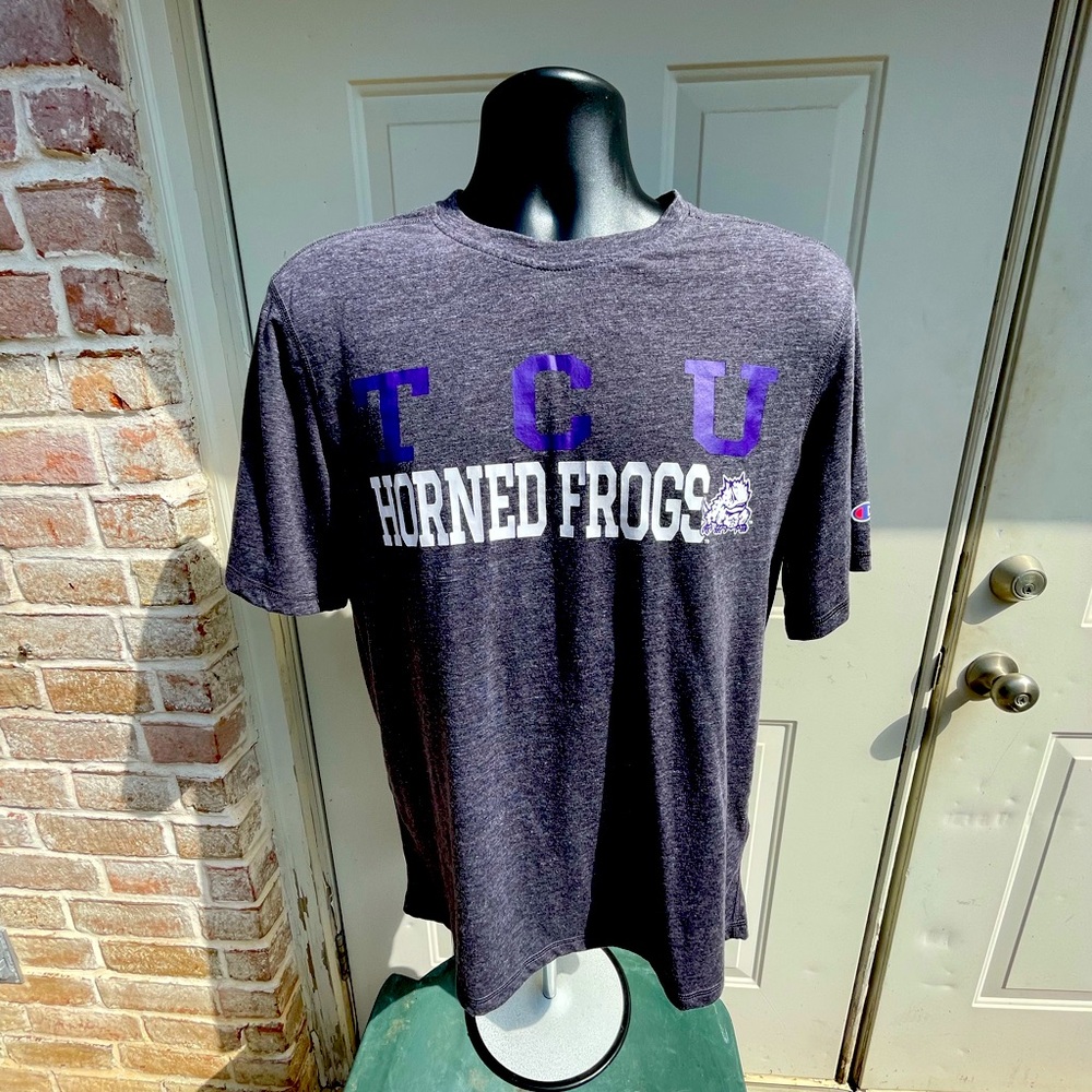 Champion, TCU Horned Frogs, Gray, Short Sleeve, Shirt, Size Medium